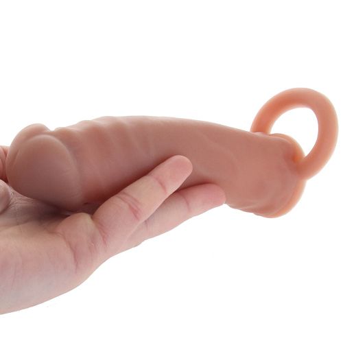 Насадка на член реалістична з петлею з 3 ерекційними кільцями в наборі бежева Size-Up