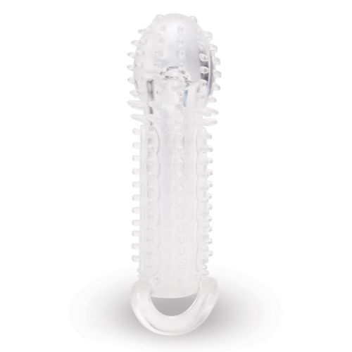 Насадка на член з рельєфом та петлею та з 3 кільцями прозора Size-Up Насадка на член з рельєфом та петлею та з 3 кільцями прозора Size-Up