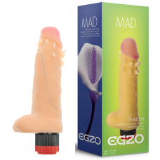 Рельефный вибратор с усиками из киберкожи телесный EGZO 
