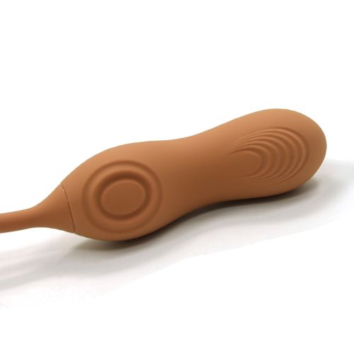 Двойной вибратор вагинальный для точки G и с вакуумом в виде мяча для клитора коричневого цвета Sweet Em модель 0036F