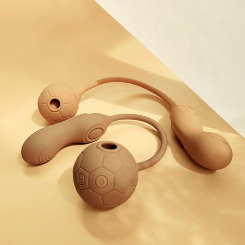 Двойной вибратор вагинальный для точки G и с вакуумом в виде мяча для клитора коричневого цвета Sweet Em модель 0036F