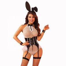 Еротичний костюм зайчика для рольових ігор біло-чорного JSY модель 8301 розмір One Size