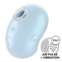 Вакуумный клиторальный стимулятор с вибрацией голубого цвета Satisfyer Cutie Ghost