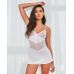 Пеньюар с глубоким декольте со стрингами в комплекте белого цвета Obsessive Alissium размеры XS/S