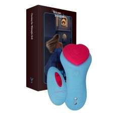 Вибротрусики для стимуляции клитора с пультом управления голубого цвета FairyGasm HeartGem