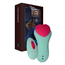 Вибротрусики для стимуляции клитора с пультом управления зеленого цвета FairyGasm HeartGem