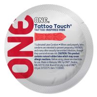 Презерватив с рельефными узорами красного цвета ONE Tattoo Touch 1 штука