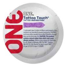 Презерватив з рельєфними візерунками фіолетового кольору ONE Tattoo Touch 1 штука