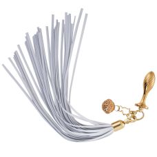 Металлическая анальная пробка в форме груши золотистого цвета с хвостом Пони Lockink Sevanda