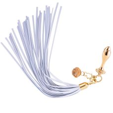 Металлическая анальная пробка в форме розы золотистого цвета с хвостом Пони Lockink Sevanda