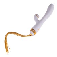 Вібратор кролик білого кольору з флогером Lockink Sevanda Whip Vibrating Massage Wand