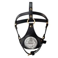 Маска збрую для орального сексу чорного кольору Lockink Sevanda Blowjob Head Harness