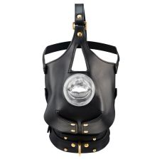 Маска сбруя для орального секса с поводком черного цвета Lockink Sevanda