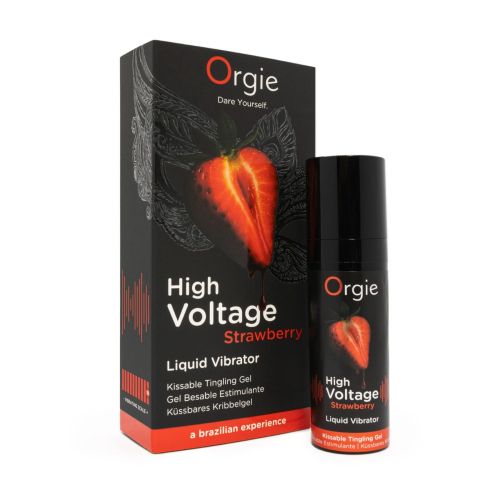 Рідкий вібратор ефект мурашок дуже потужний смак полуниці Orgie High Voltage – Strawberry 15 мл