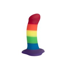 Фаллоимитатор изогнутый на присоске для вагинального и анального секса радужный Fun Factory AMOR