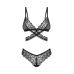 Женский кружевной комплект белья черного цвета Obsessive Blomentis размеры XL/2XL