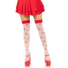 Панчохи з грибами біло-червоного кольору Leg Avenue Polka Dot Mushroom розмір One Size