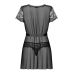 Пеньюар та стрінги чорного кольору Obsessive Alluria peignoir & thong розміри S/M