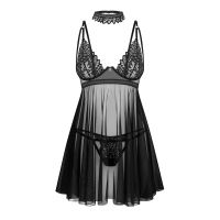 Бэби-долл и стринги и чокер черного цвета Obsessive Donarella babydoll &amp; thong размеры M/L
