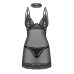 Сорочка с глубоким декольте и чокером и стрингами черного цвета Obsessive Donarella chemise & thong размеры XS/S