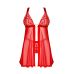 Бебі-дол та стрінги червоного кольору Obsessive Elianes babydoll & thong розміри XS/S