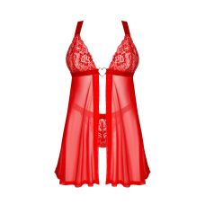 Бебі-дол та стрінги червоного кольору Obsessive Elianes babydoll & thong розміри XL/2XL
