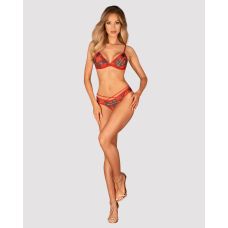 Еротичний комплект жіночої білизни червоного кольору Obsessive Ms Merrilo 2-pcs set розміри M/L