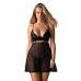 Бэби-долл и стринги черного цвета Obsessive Nutris babydoll & thong размеры XS/S