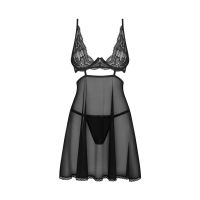 Бэби-долл и стринги черного цвета Obsessive Nutris babydoll &amp; thong размеры M/L
