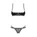 Еротичний комплект жіночої білизни чорного кольору Obsessive Nutris 2-pcs crotchless set XL/2XL
