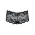 Кружевные трусики-шортики черного цвета Obsessive Idillia shorties размеры L/XL