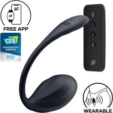 Віброяйце з пультом управління чорного кольору Satisfyer Shiny Petal Connect App