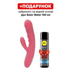 Вибратор кролик с двигающимся стволом и с отростком для клитора розового цвета Svakom Avery Strawberry 