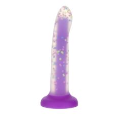 Светящийся в темноте фаллоимитатор на присоске фиолетового цвета Addiction Dildo Purple Confetti 