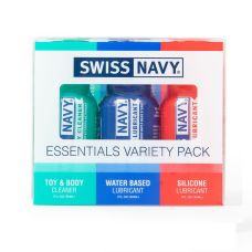 Подарунковий набір лубрикантів 2 штуки та засобу для іграшок Swiss Navy Essentials Variety Pack 3 штуки х 30 мл