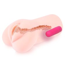 Мастурбатор двошаровий вагіна з вібрацією тілесного кольору Kokos SandaVibe