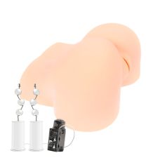 Мастурбатор Анус и Вагина с вибрацией и массажем телесного цвета Kokos ALICE 2WayPlus