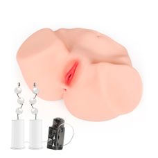 Мастурбатор полуторс Анус та Вагіна з вібрацією та масажем тілесного кольору Kokos 003 Maria ONAHOLE 2WayPlus