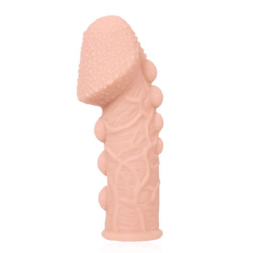 Насадка на член потовщує з пухирцями і стимулюючим рельєфом тілесного кольору Kokos Extreme Sleeve ES.09 розмір S