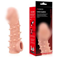 Насадка на член с отверстием для мошонки И шипами телесного цвета Kokos Cock Sleeve CS 005 размер M
