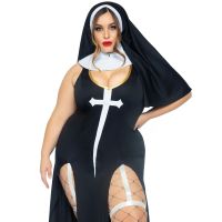 Костюм монашки грешницы для ролевых игр черно белый Leg Avenue Sultry Sinner размеры 1X-2X