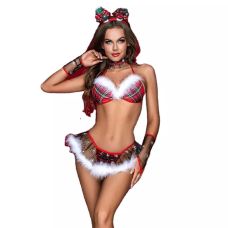 Еротичний новорічний костюм для рольових ігор червоно-білого кольору JSY 7921 розмір One Size