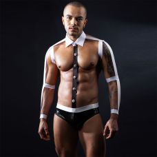 Мужской эротический костюм официанта для эротических игр черно белого цвета JSY 9139 размер One Size