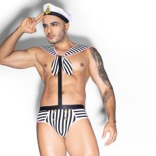 Мужской эротический костюм морячка для эротических игр черно белого цвета JSY 9153 размер One Size