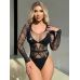 Боди прозрачное ажурное сеточку черного цвета  JSY WW7041 размер One Size
