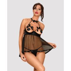 Платье с эротическими вырезами прозрачное черного цвета JSY модель JS228164 размеры L/XL