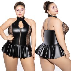 Боди с глубоким декольте на молнии черного цвета JSY P61158 размер Plus Size