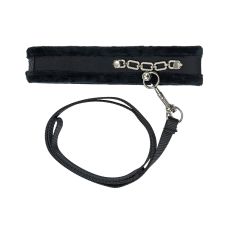 Ошейник с поводком с кристаллами черного цвета Punishment Crystal Collar & Leash