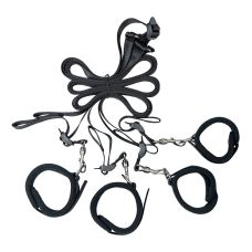 Растяжка на кровать для фиксации тела черного цвета Punishment 5-Piece Bed Restraint Kit 
