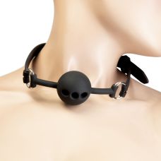 Кляп шарик в рот БДСМ силиконовый черного цвета Punishment Silicone Ball Gag